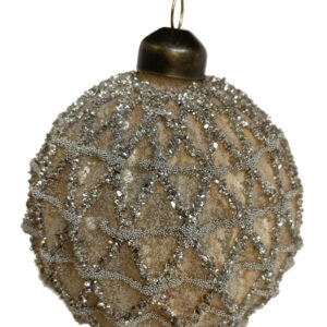 Julgranskula i glas 8cm "web of sugar"