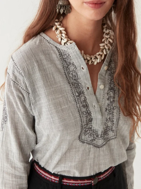 Cas blouse blue stripes Maison Hotel