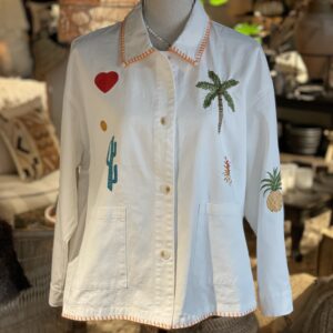 Broderad vit sommarjacka Wauw
