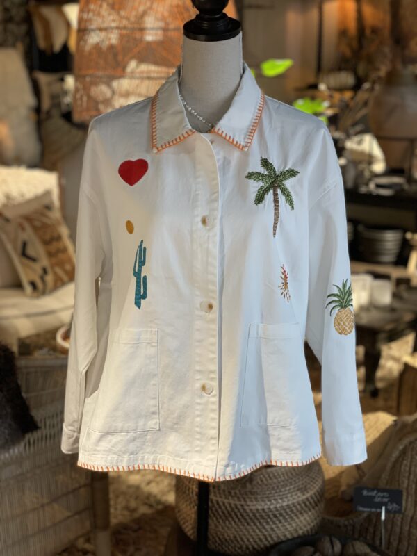 Broderad vit sommarjacka Wauw